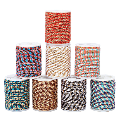 8Rolls 8 Colors 4-Ply Cotton Cord, Handmade Macrame Cotton Rope, for String Wall Hangings Plant Hanger, DIY Craft String Knitting