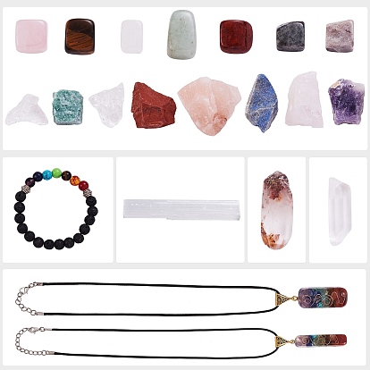 DIY Chakra Gemstone Bracelet Necklace Making Kit, Including Natural Mixed Stone Beads & Bracelet & Necklace