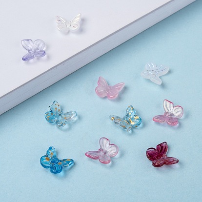 Transparent Glass Charms, Mixed Style, Butterfly