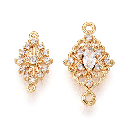 Латунные подвески из прозрачного кубического циркония, без никеля , ромбовидные звенья, долговечный