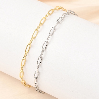 Латунные браслеты-цепочки с овальными звеньями для женщин, долгоиграющий, гальваническое покрытие стеллажа, без свинца и без кадмия