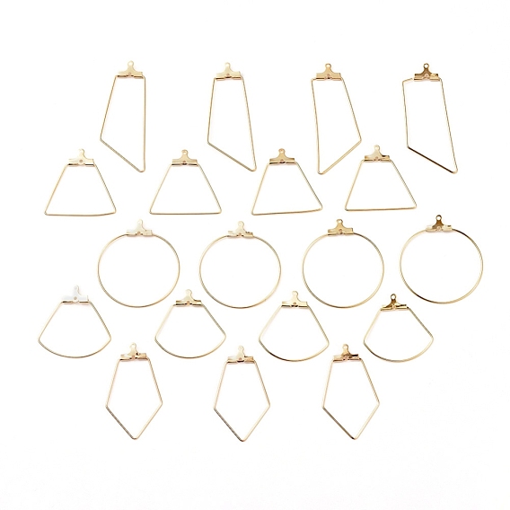 304 Stainless Steel Wire Pendants, Hoop Earring Findings, Rhombus & Trapezoid & Sector & Ring & Trapezoid