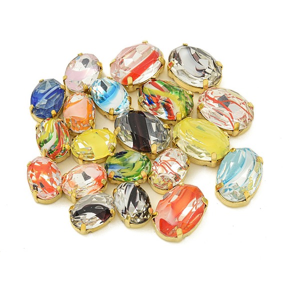 Шить на горный хрусталь, многожильные звенья из стекла, хрусталя и стразов, с настройками латуни, аксессуары для одежды, овальные