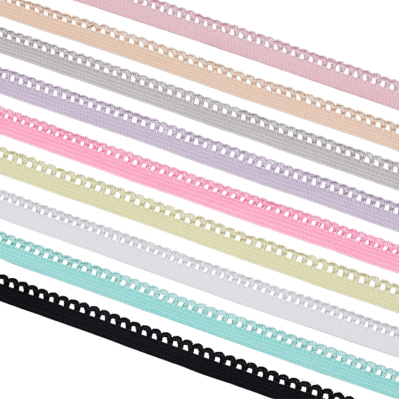 45м 9 цвета плоский полиэстеровый эластичный шнур с кружевной окантовкой, для аксессуаров для одежды