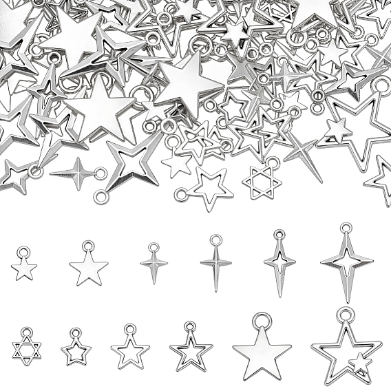 120 piezas 12 estilos colgantes de aleación de estilo tibetano, encantos estrella
