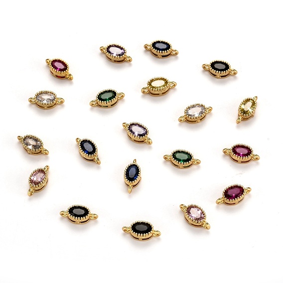 Настоящие 18 k позолоченные латунные соединители с микропаве из кубического циркония, долговечный, овальные