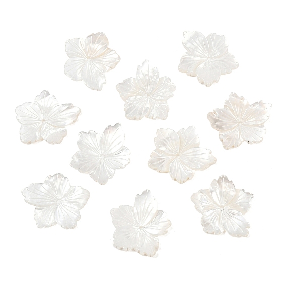 Резные бусины из натуральной белой ракушки, цветок