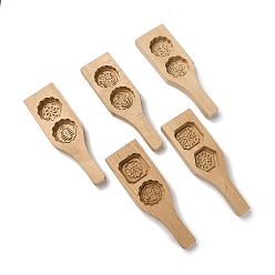 Mondkuchenform aus Buchenholz, Gebäckform mit chinesischen Schriftzeichen, 2 Hohlräume Kuchenform Backen, Blumen-/Fisch-/Herzmuster