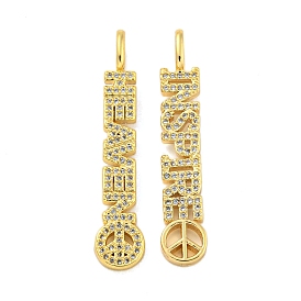 Brass Micro Pave Clear Cubic Zirconia Pendants, Word Heaven