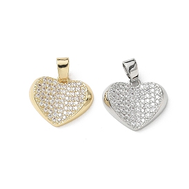 Подвески из латуни с микро-паве ко Дню святого Валентина, прозрачные циркониевые подвески, долговечный, сердце прелести