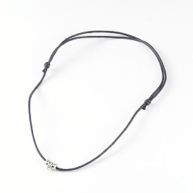 Регулируемые вощеные ожерелья из хлопкового шнура, со сплавочной фурнитурой, 18.5 дюйм