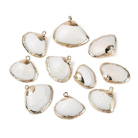 Подвески из натуральных морских ракушек, покрытые гальваническим способом, подвески в форме ракушек с золотистыми железными петлями