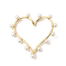 Полые латунные подвески из АБС-пластика с имитацией жемчуга, сердце прелести, долговечный, стойки покрытие, без свинца и без кадмия