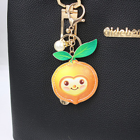 Peach Leather Keychain for Backpacks, Wallets and Keys
