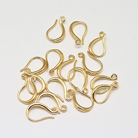 Crochets d'oreille en laiton, fil d'oreille, avec boucle horizontale, sans cadmium et sans nickel et sans plomb, 15x9x2mm, Trou: 1mm, Jauge 18, pin: 1 mm