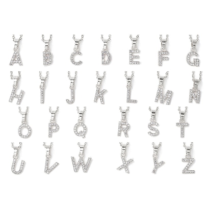 26 ожерелья с подвеской из горного хрусталя из сплава, 304 колье из троса из нержавеющей стали для женщин, Письмо ~ Z