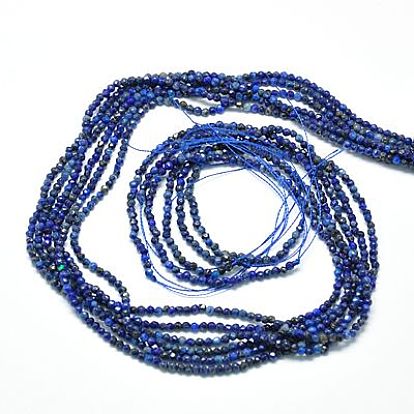 Natural Lapis Lazuli Beads Strands, Faceted, Round, Midnight Blue, 2mm, Hole: 0.5mm