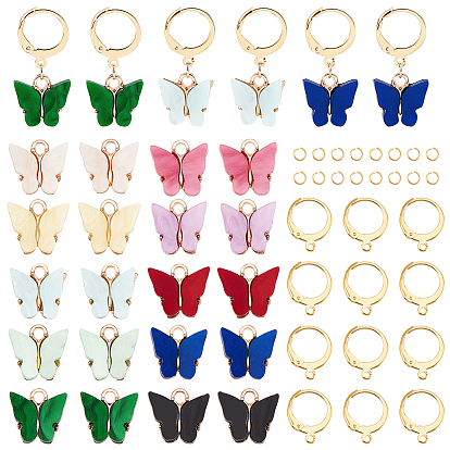 Набор для самостоятельного изготовления сережек-капель в форме бабочки, включая акриловые подвески, 304 фурнитура для серег с защелкой из нержавеющей стали и соединительные кольца