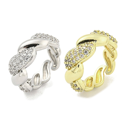 Кольцо-манжета с прозрачным кубическим цирконием из латуни с микропаве, открытое кольцо с поворотным листом для женщин, без кадмия и без свинца