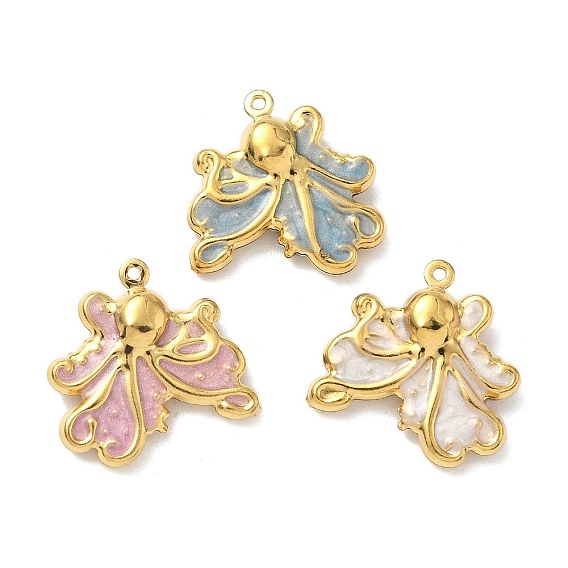 304 нержавеющей стальной эмали подвески, очарование осьминога, реальный 18 k позолоченный