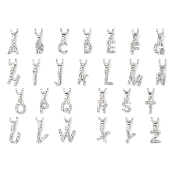 26 ожерелья с подвеской из горного хрусталя из сплава, 304 колье из троса из нержавеющей стали для женщин, Письмо ~ Z