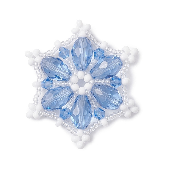 Рождественские стеклянные подвески, снежинка очарование, со стеклянными бисеринами, граненые