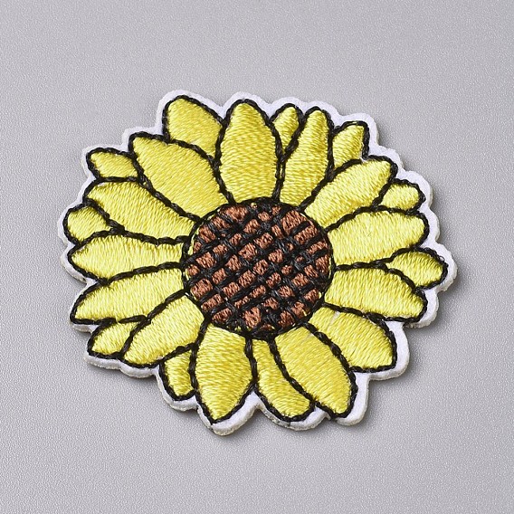 Computerized Embroidery Cloth Iron on/Sew on Patches, Costume Accessories, Appliques, Sunflower