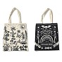 Printed Canvas Women's Tote Bags, with Handle, Shoulder Bags for Shopping, Rectangle with Mushroom/Skull Pattern