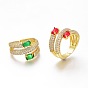 Messing Micro Pave Zirkonia Manschette offene Ringe, Breitbandringe, langlebig überzogen, ellipsenförmige, golden
