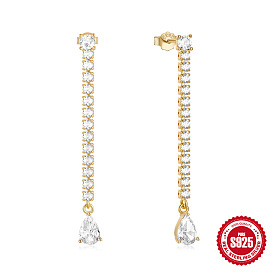 925 Sterling Silver Tassel Earrings with Diamond, European and American Fashion Luxury Jewelry for Women