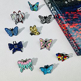 Spring Theme Creative Cartoon Butterfly Shaped Enamel Pins, Alloy Badge Brooch for Women