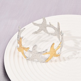 304 женские браслеты-манжеты из нержавеющей стали, морская звезда, ионное покрытие (ip), 