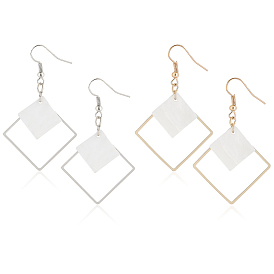 2 пары 2 цвета белые акриловые серьги-ромбы, длинные серьги из сплава для женщин
