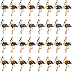 100 шт. Подвески из сплава эмали, без кадмия и без свинца, золотой свет, форма фламинго