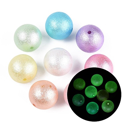 Luminous Opaque Acrylic Beads, Round, Glow in the Dark, Textured
