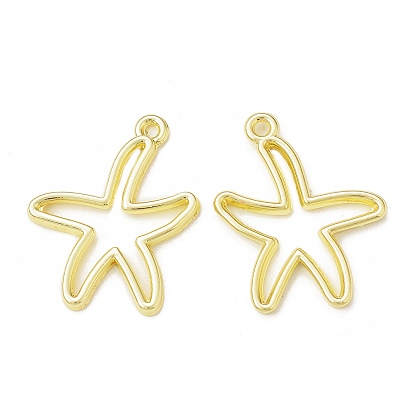 Rack Plating Alloy Starfish Open Back Bezel Pendants, For DIY UV Resin, Epoxy Resin, Pressed Flower Jewelry, Cadmium Free & Nickel Free & Lead Free