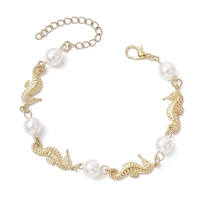 Сплав браслеты из морских коньков, АБС-пластик имитация жемчуга круглые бусины браслеты для женщин