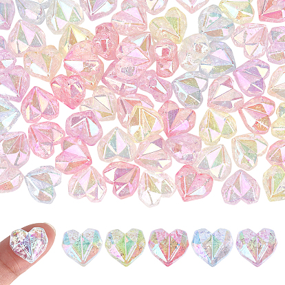60шт. прозрачных акриловых бусин с УФ-покрытием и эффектом кракелюра, радужный, разноцветные, граненые