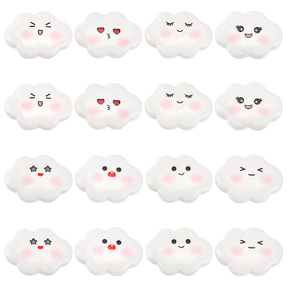 64 шт. 8 стили забавные непрозрачные кабошоны из смолы, облако со смайликом