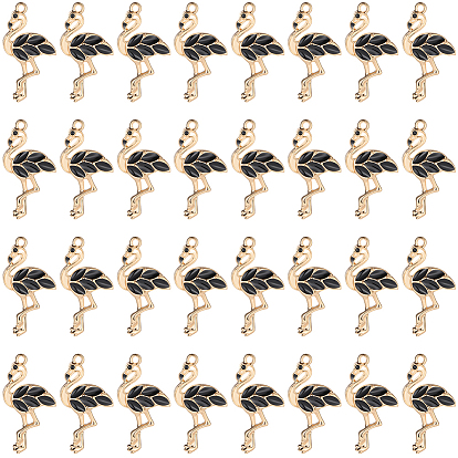 100 шт. Подвески из сплава эмали, без кадмия и без свинца, золотой свет, форма фламинго