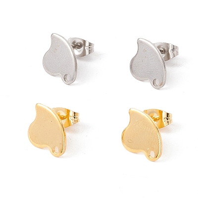 201 Stainless Steel Stud Earring Findings with Hole, 304 Stainless Steel Pins and Ear Nuts