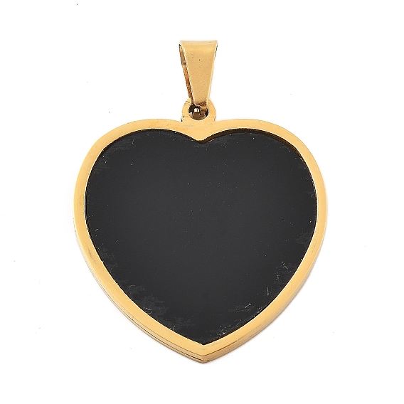 304 подвески из нержавеющей стали, с эмалью, шарма сердца, ионное покрытие (ip), золотые