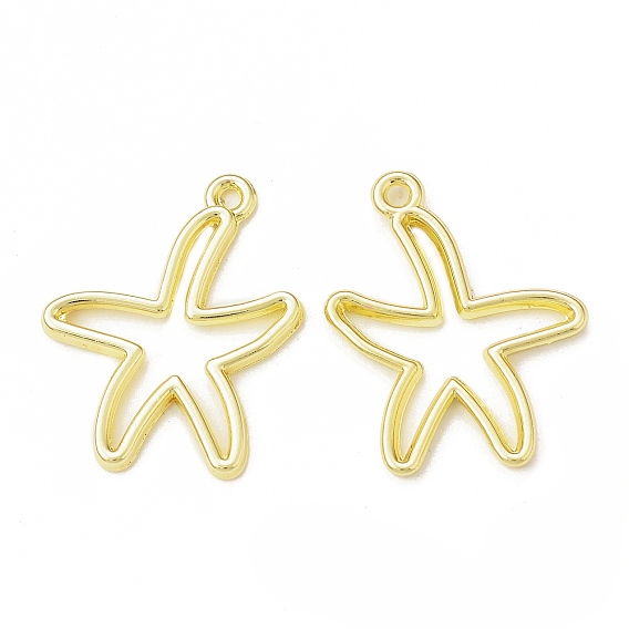 Rack Plating Alloy Starfish Open Back Bezel Pendants, For DIY UV Resin, Epoxy Resin, Pressed Flower Jewelry, Cadmium Free & Nickel Free & Lead Free