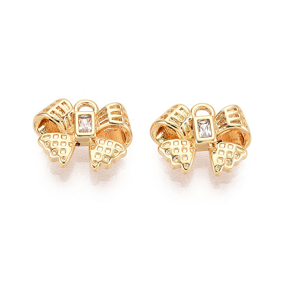 Подвески из латуни с прозрачным фианитом, бантом прелести, без никеля 