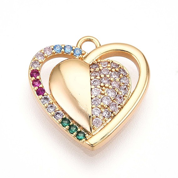 Латунные микро проложить кубического циркония подвески, сердце прелести