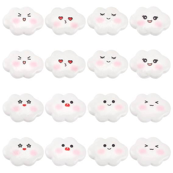 64 шт. 8 стили забавные непрозрачные кабошоны из смолы, облако со смайликом