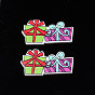 Christmas 2-Hole Spray Painted Maple Wooden Buttons, Single-Sided Printed, Christmas Gift
