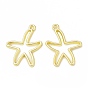 Rack Plating Alloy Starfish Open Back Bezel Pendants, For DIY UV Resin, Epoxy Resin, Pressed Flower Jewelry, Cadmium Free & Nickel Free & Lead Free