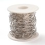 Ion Plating(IP) 304 Stainless Steel Paperclip Chains, Drawn Elongated Cable Chains, Soldered, with Spool