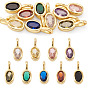 9Pcs 9 Colors Oval Brass Micro Pave Cubic Zirconia Charms, Rack Plating, Long-Lasting Plated, Cadmium Free & Lead Free, Golden